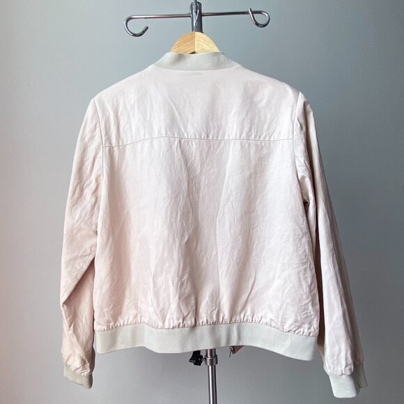 🍂 Light Beige Cream Modern Minimalist Canva Bomber Jacket - Picture 2 of 8